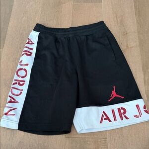 Jordan Black and White Athletic Shorts with Red Accents